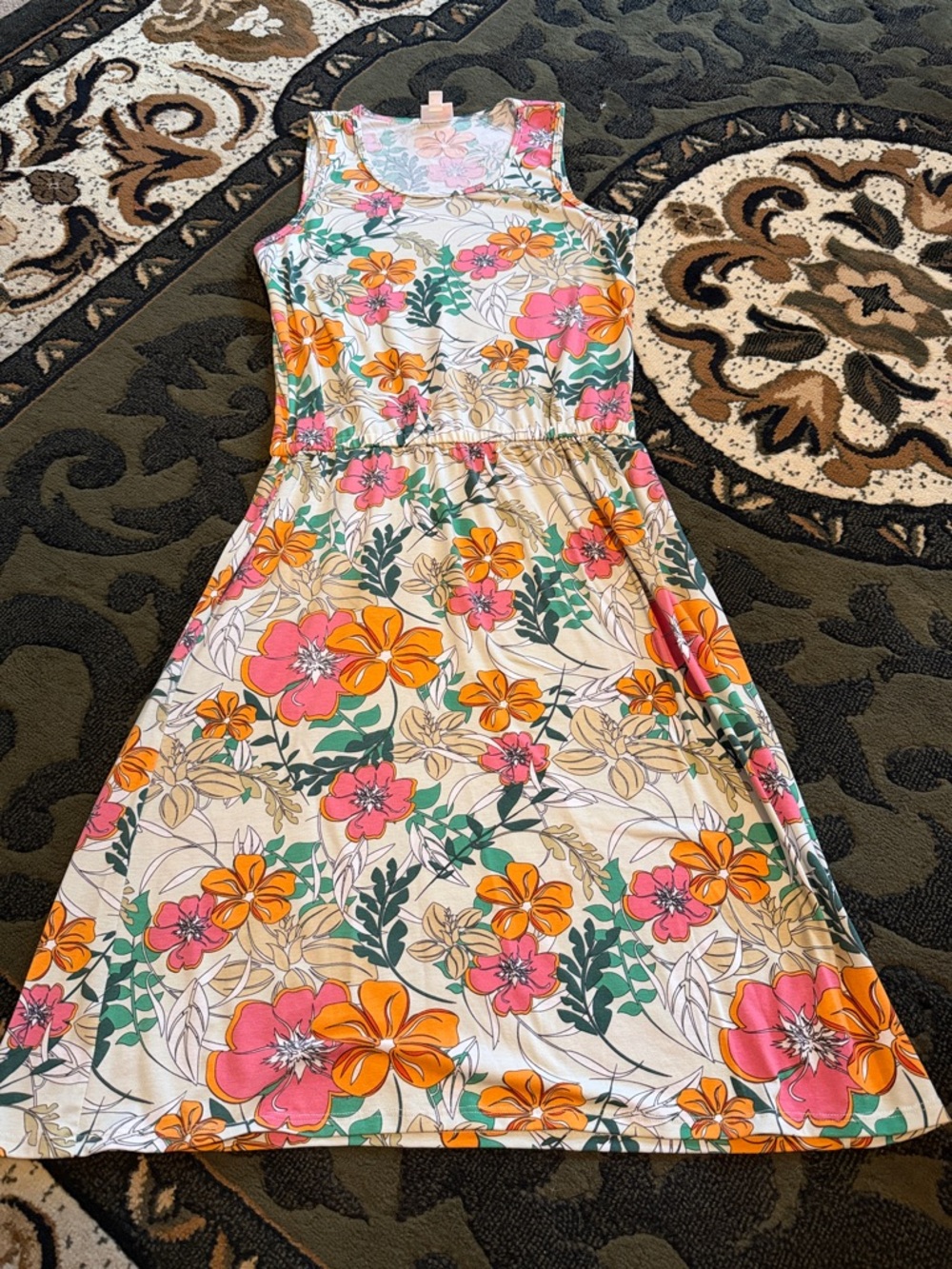 LuLaRoe Floral Dress in Pink, Orange & Green